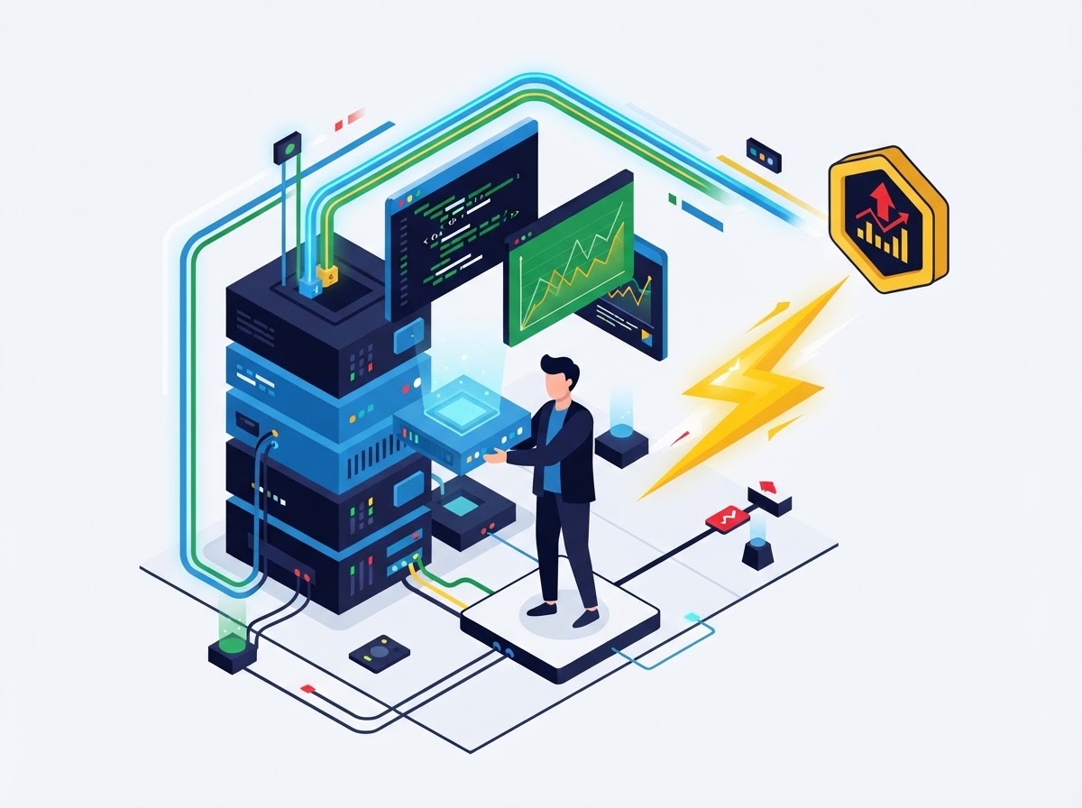 Illustration of developers assembling modular trading infrastructure